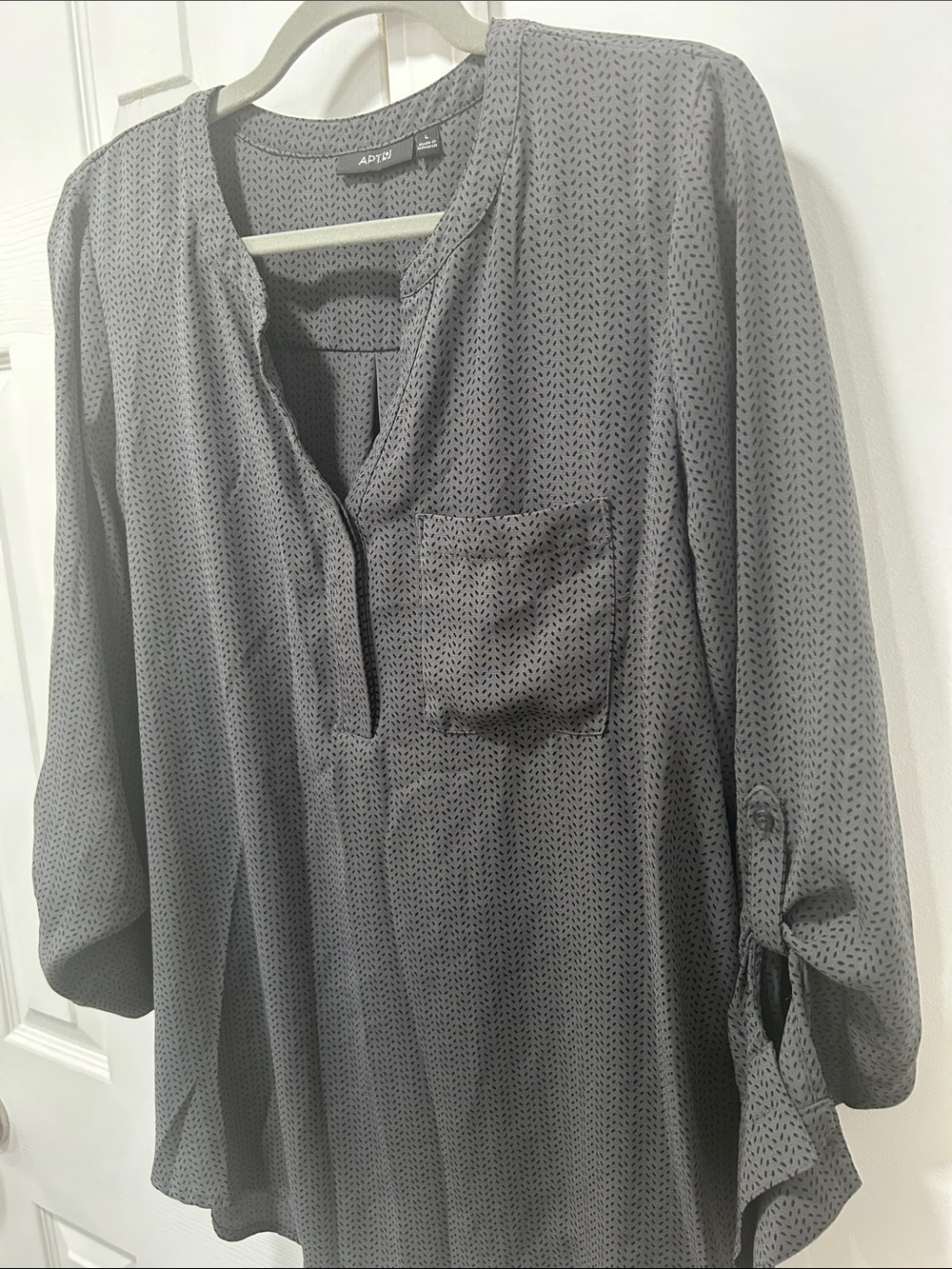 Apt. 9 Charcoal Micro-Print Split-Neck Blouse - Picture 5 of 5